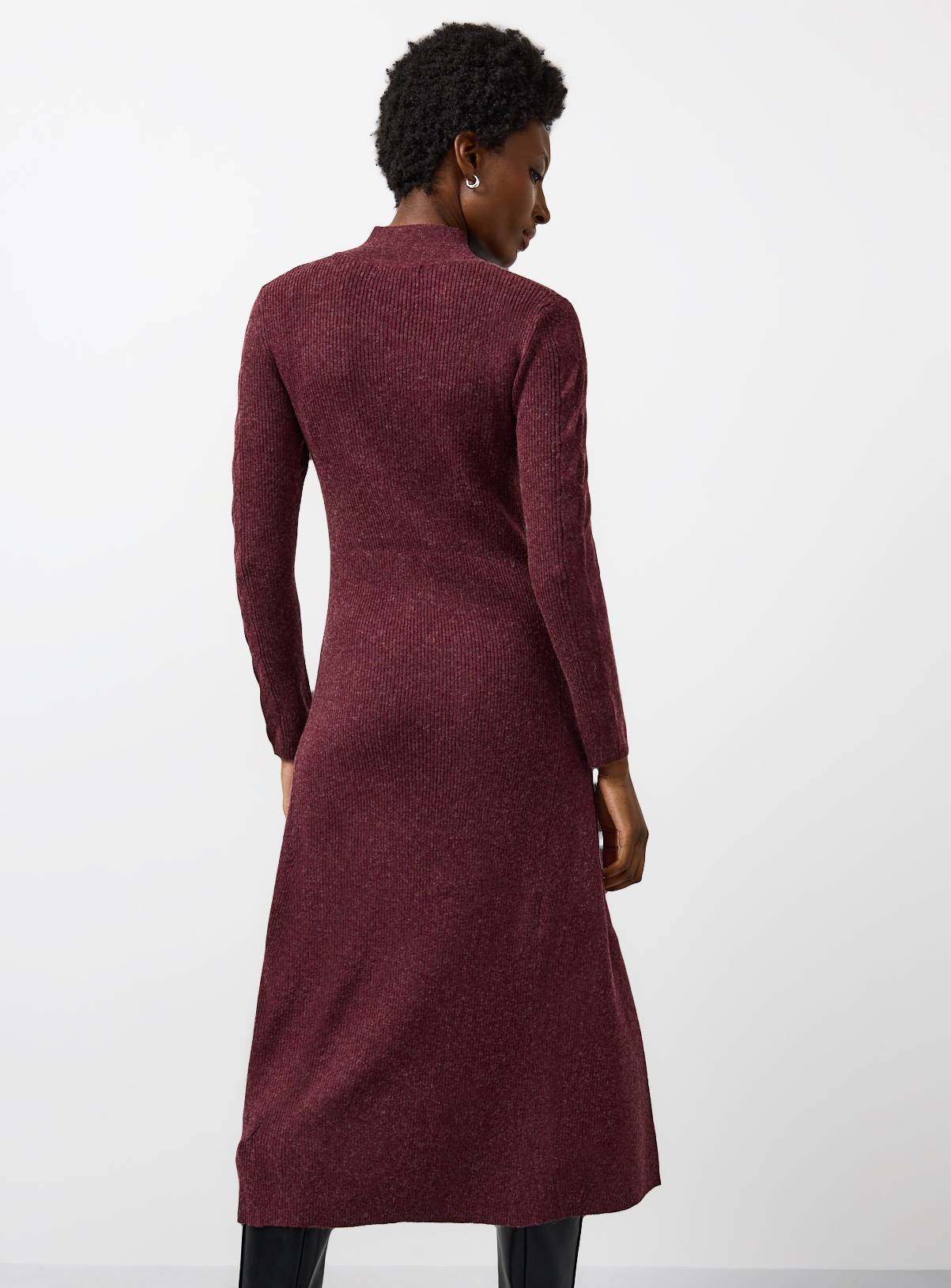 Dark Red Ribbed Cable Knit Maxi Dress 20 - Image 4